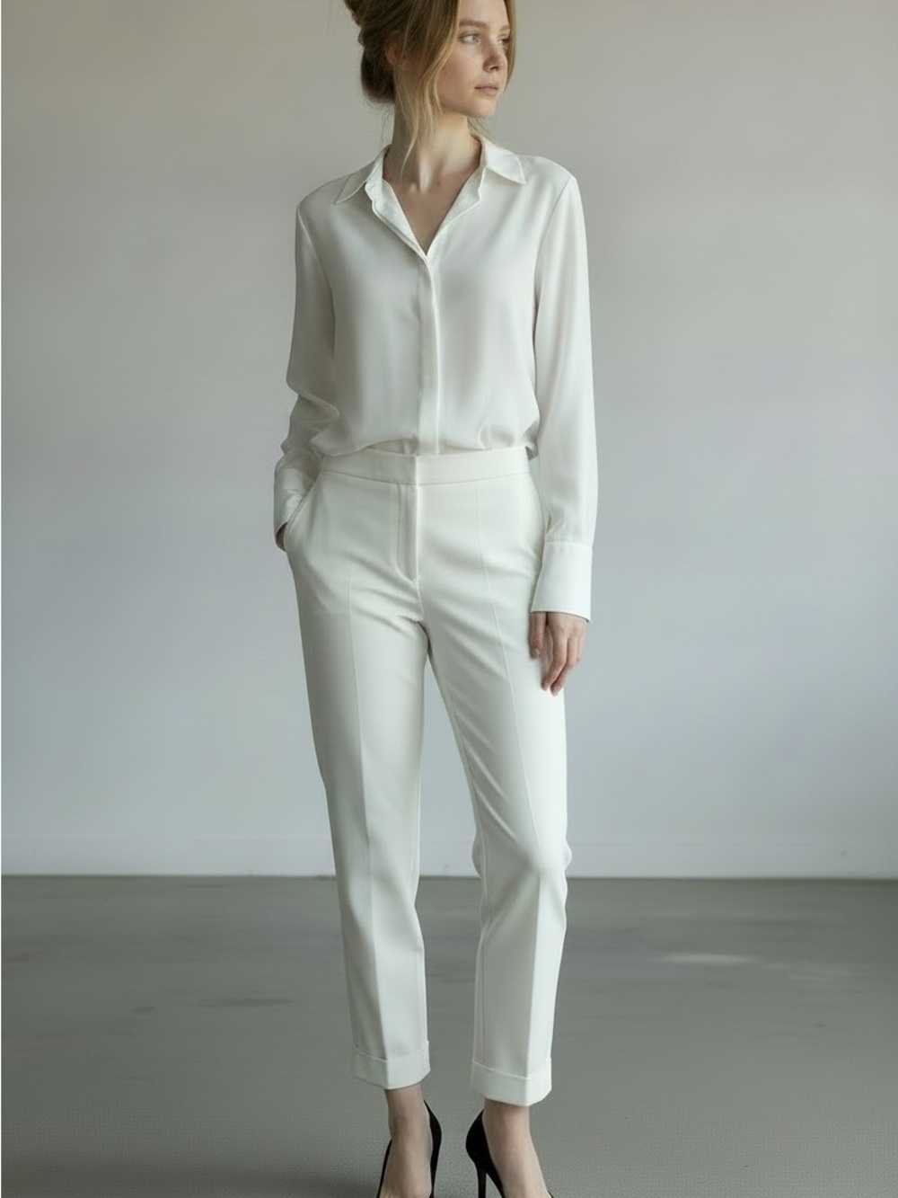 Ann Taylor Cream high waist Slim Ankle Pants